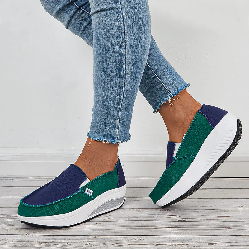 Retro Canvas Sneakers Platform Slip On Wedge Loafers Shoes sold by Tinstree product image thumbnail 4