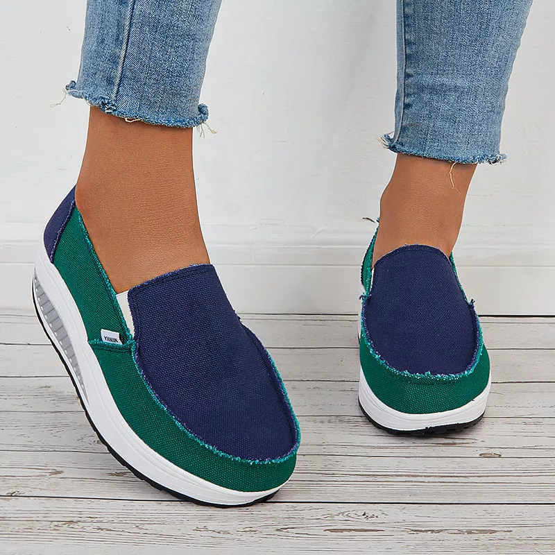 Retro Canvas Sneakers Platform Slip On Wedge Loafers Shoes sold by Tinstree product image thumbnail 2