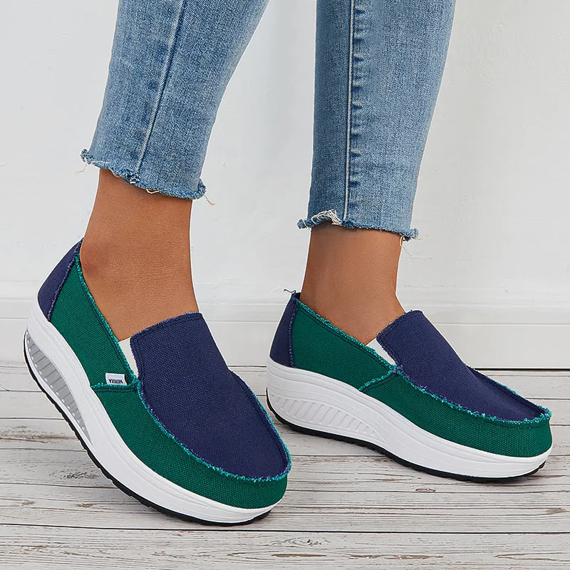 Retro Canvas Sneakers Platform Slip On Wedge Loafers Shoes sold by Tinstree product image thumbnail 3