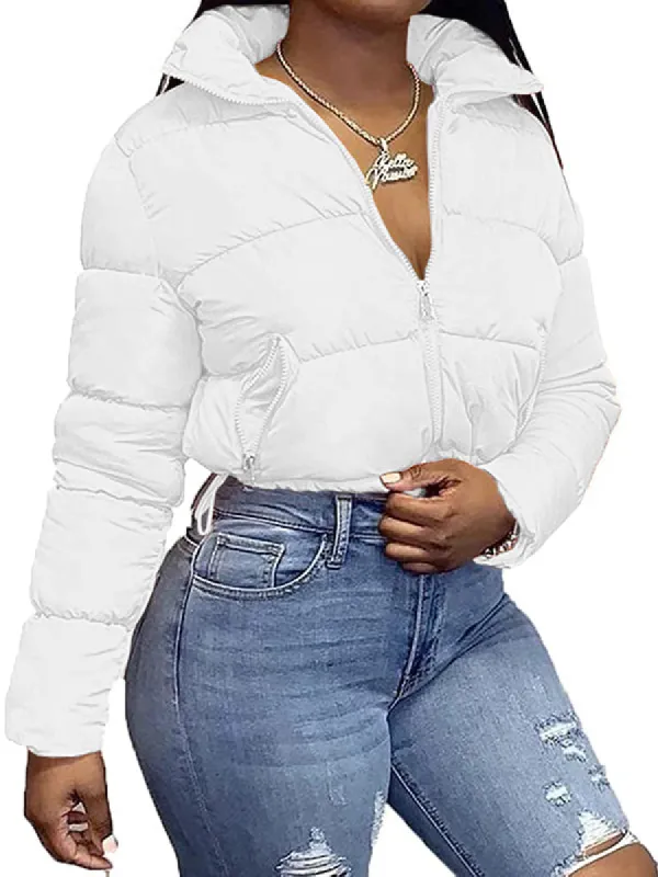 Women Winter Cropped Puffer Jacket Baggy Short Warm Coat Outerwear sold by Tinstree