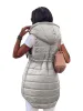 Women Puffer Drawstring Vest Hooded Lightweight Zipper Up Padded Gilet sold by Tinstree
