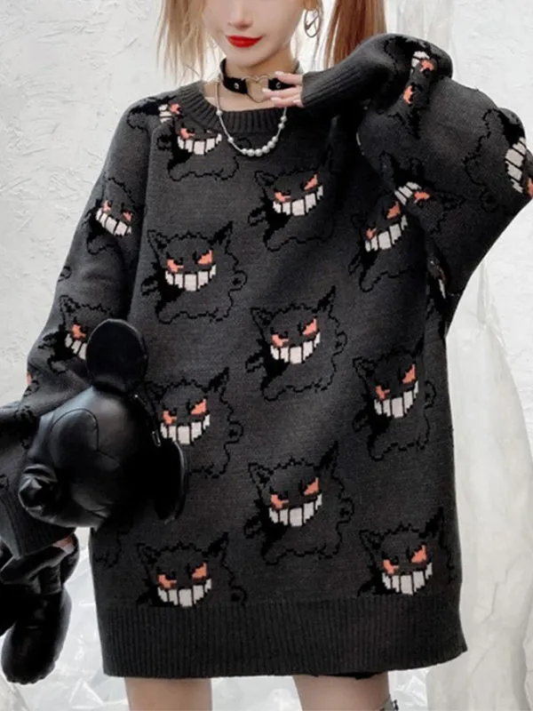 Women Devil Oversized Sweater Batwing Long Sleeve Loose Knit Pullover Jumper Tops sold by Tinstree