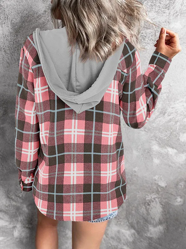 Womens Long Sleeve Plaid Hoodie Jacket Casual Blouse Tops sold by Tinstree product image thumbnail 5