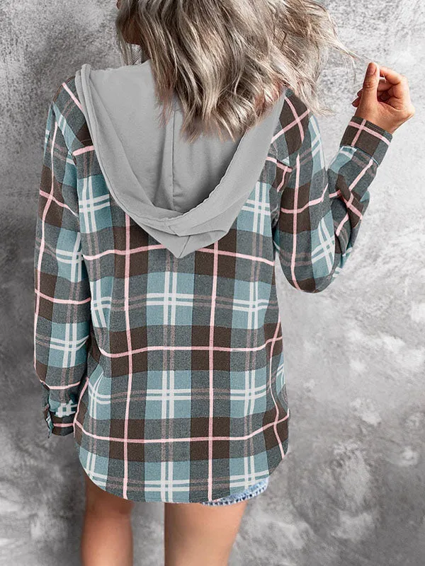 Womens Long Sleeve Plaid Hoodie Jacket Casual Blouse Tops sold by Tinstree product image thumbnail 2