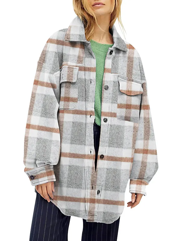 Women Oversized Long Sleeve Button Down Shirt Jacket Soft Casual Shacket Coats sold by Tinstree