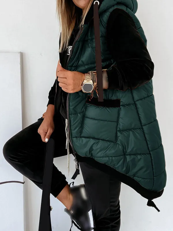 Women Puffer Vest Hooded Outwear Vest Lightweight Zipper Up Padded Gilet sold by Tinstree