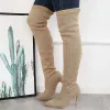 Thigh High Stiletto Heel Stretchy Knit Boots Pull on Over The Knee Boots sold by Tinstree