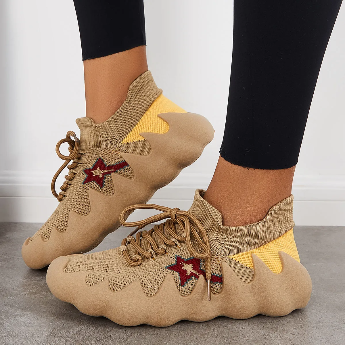 Lightweight Knit Sock Sneakers Slip on Mesh Running Shoes sold by Tinstree