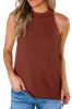 Saodimallsu Women Summer Knit Tank Top Sleeveless Round Neck Tank Tops Casual Knit Cami Top Sexy Tops sold by Tinstree