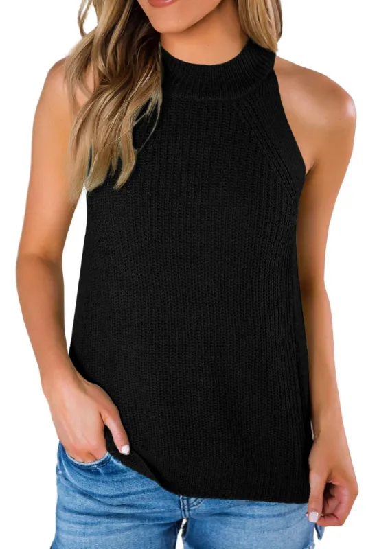 Saodimallsu Women Summer Knit Tank Top Sleeveless Round Neck Tank Tops Casual Knit Cami Top Sexy Tops sold by Tinstree