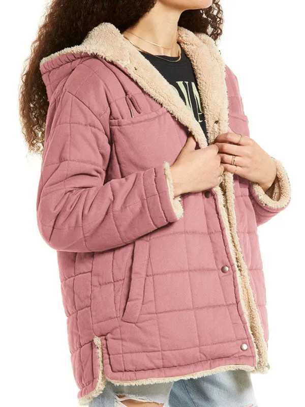 Women's Fleece Lined Hooded Jacket Button Fuzzy Coat Hoodie Jacket sold by Tinstree product image thumbnail 4