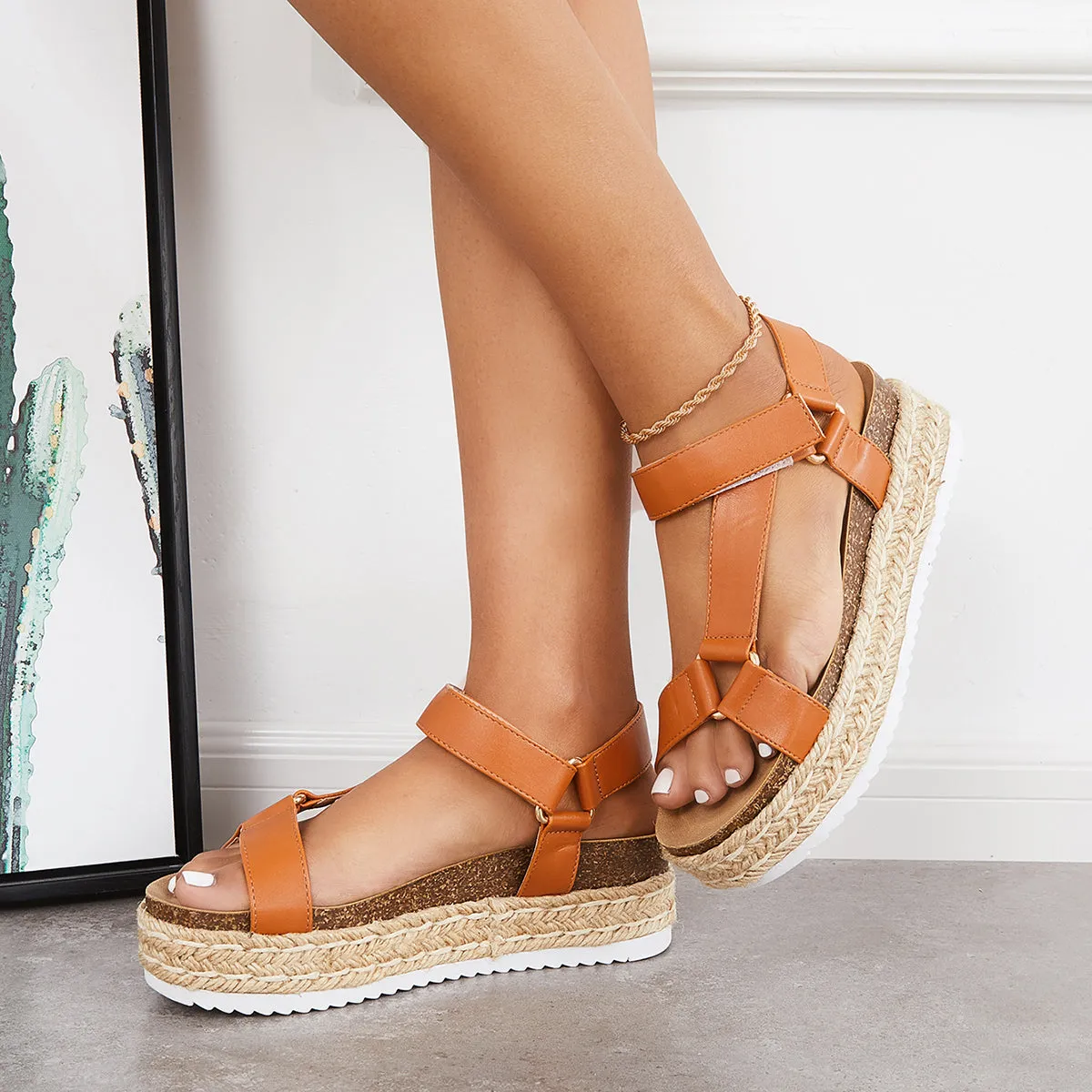 Open Toe Platform Espadrilles Wedges Ankle Strap Sandals sold by Tinstree