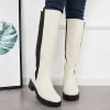 Platform Chunky Sole Knee High Chelsea Boots Pull on Riding Boots sold by Tinstree