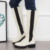 Platform Chunky Sole Knee High Chelsea Boots Pull on Riding Boots sold by Tinstree