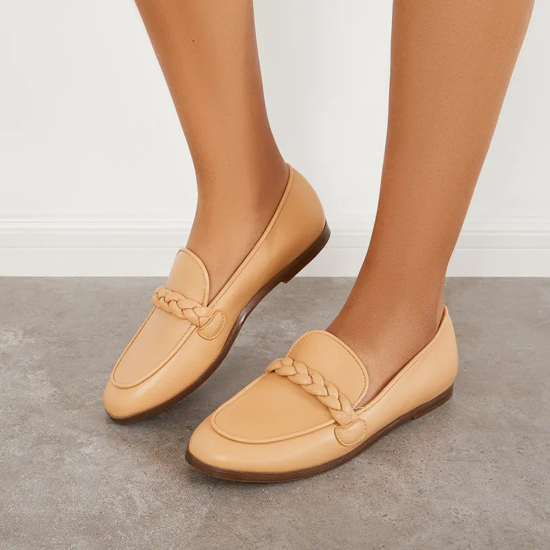 Round Toe Braided Strap Loafers Slip on Walking Flats sold by Tinstree