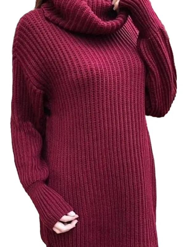 Women Loose Turtleneck High Neck Knit Sweater Long Sleeve Pullover Jumper Tops sold by Tinstree
