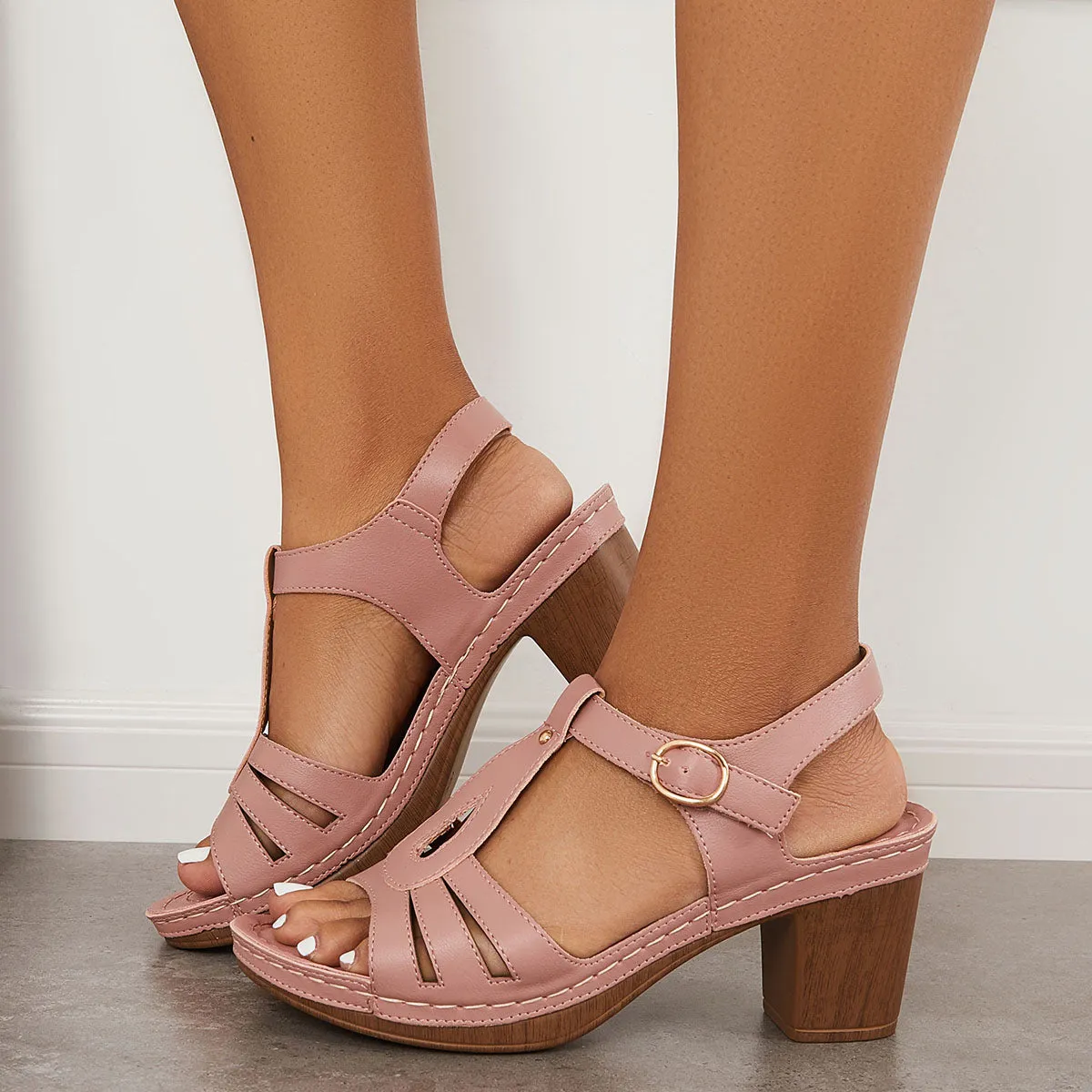 Open Toe Platform Chunky Heels Ankle Strap Sandals sold by Tinstree product image thumbnail 2