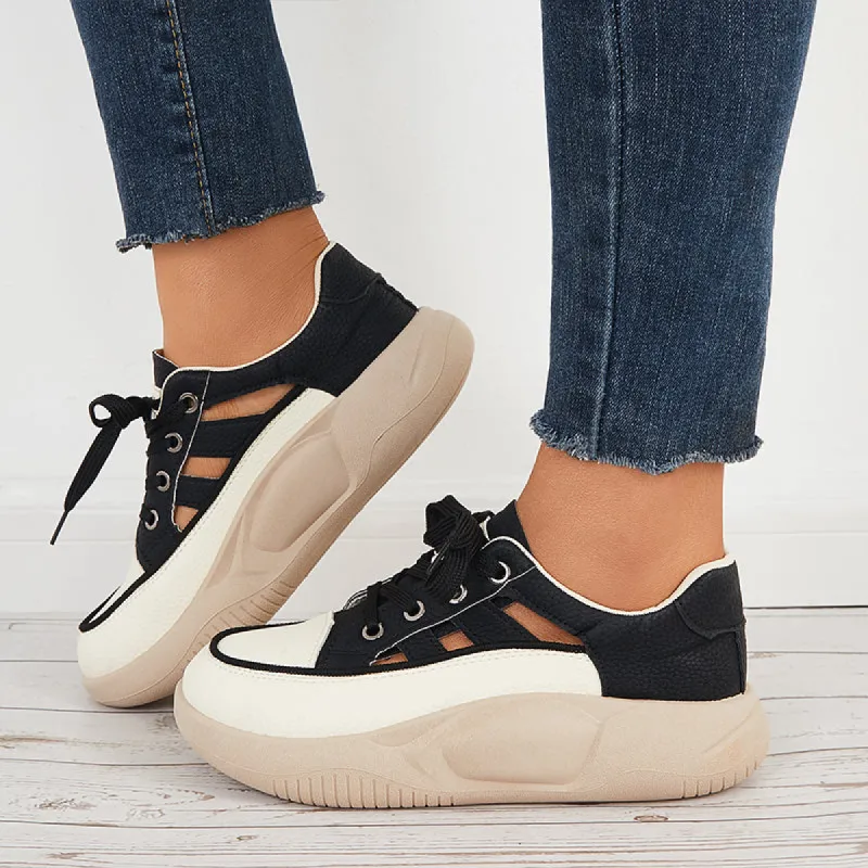 Cutout Canvas Platform Chunky Sneakers Casual Shoes sold by Tinstree