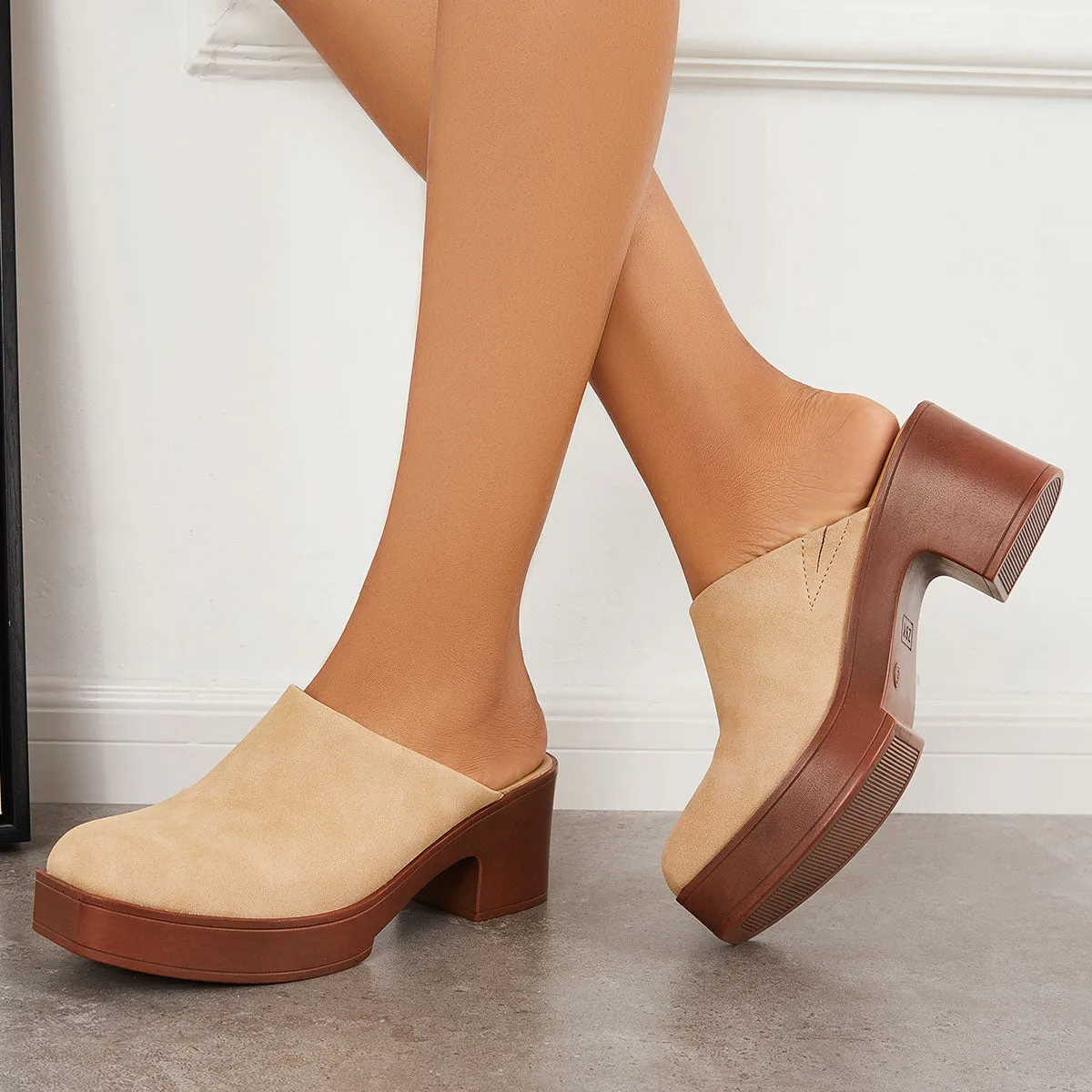 Platform Chunky Heel Mules Boots Closed Toe Slip on Shoes sold by Tinstree product image thumbnail 5
