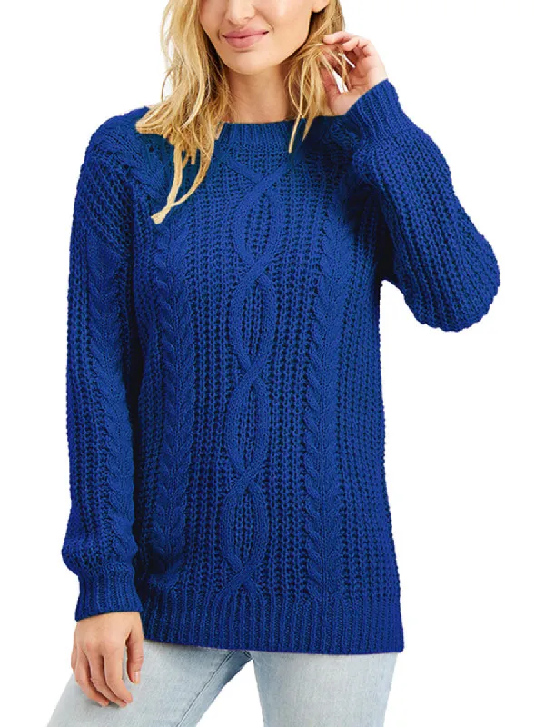 Womens Crewneck Cable Knit Sweaters Long Sleeve Loose Jumper Pullover Tops sold by Tinstree
