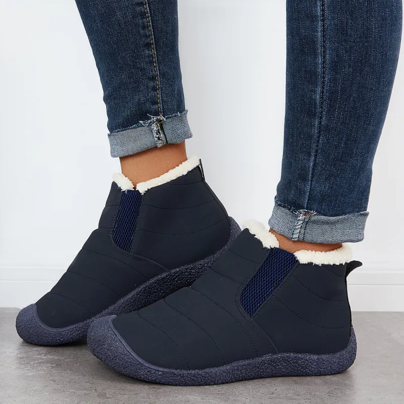 Warm Winter Snow Boots Fur Lined Waterproof Ankle Boots sold by Tinstree