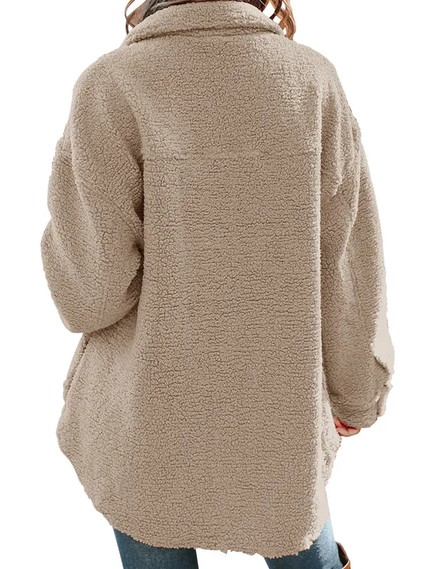Women Sherpa Fleece Jacket Long Sleeve Button Down Fuzzy Shacket Outwear Coat sold by Tinstree product image thumbnail 5