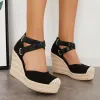 Closed Toe Espadrille Wedges Crisscross Platform Heel Sandals sold by Tinstree