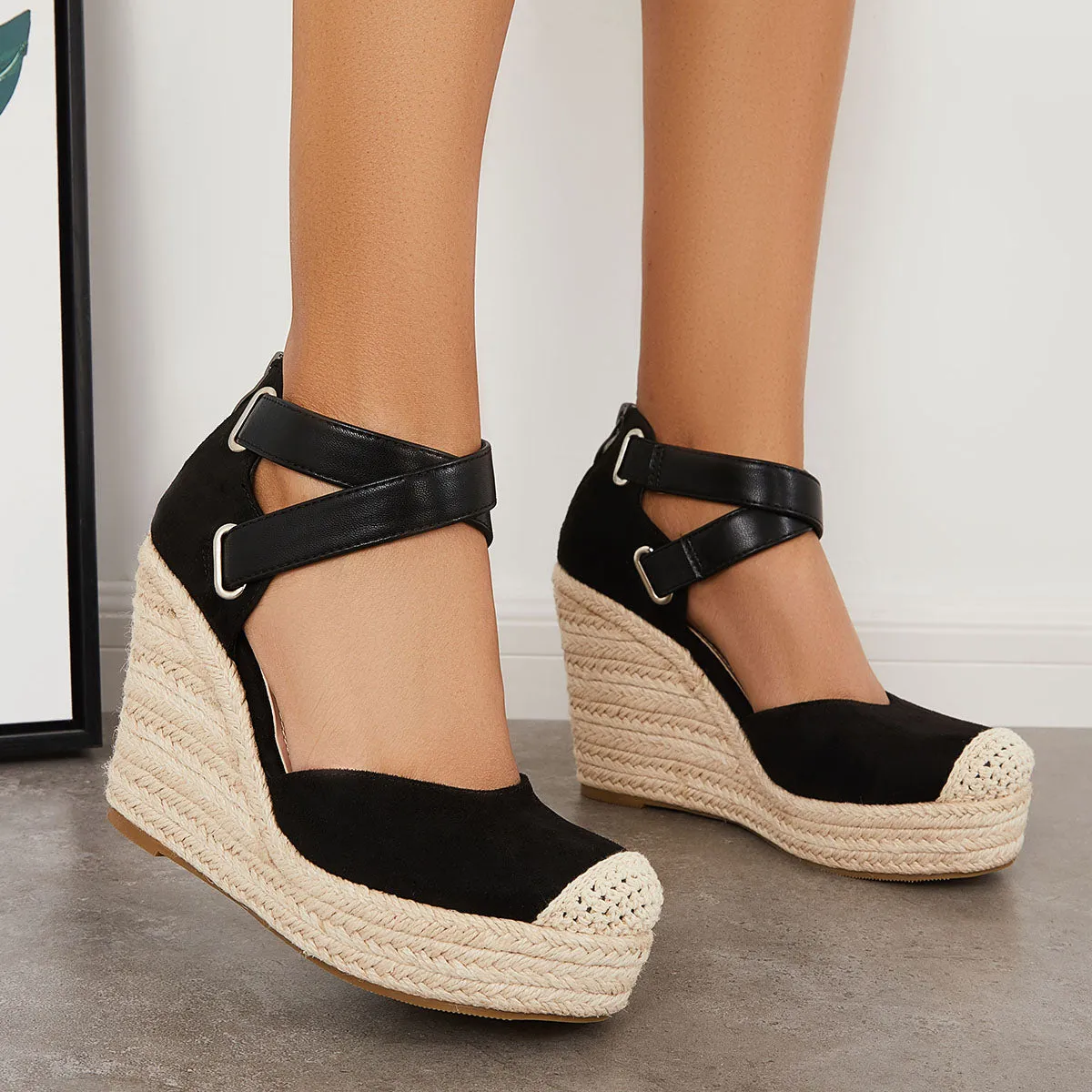 Closed Toe Espadrille Wedges Crisscross Platform Heel Sandals sold by Tinstree product image thumbnail 5