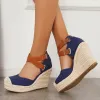 Closed Toe Espadrille Wedges Crisscross Platform Heel Sandals sold by Tinstree