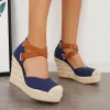 Closed Toe Espadrille Wedges Crisscross Platform Heel Sandals sold by Tinstree