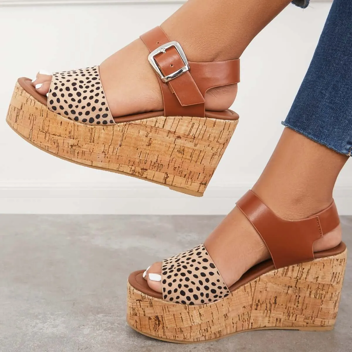 Open Toe Platform Cork Heels Wedge Ankle Buckle Strap Sandals sold by Tinstree product image thumbnail 3
