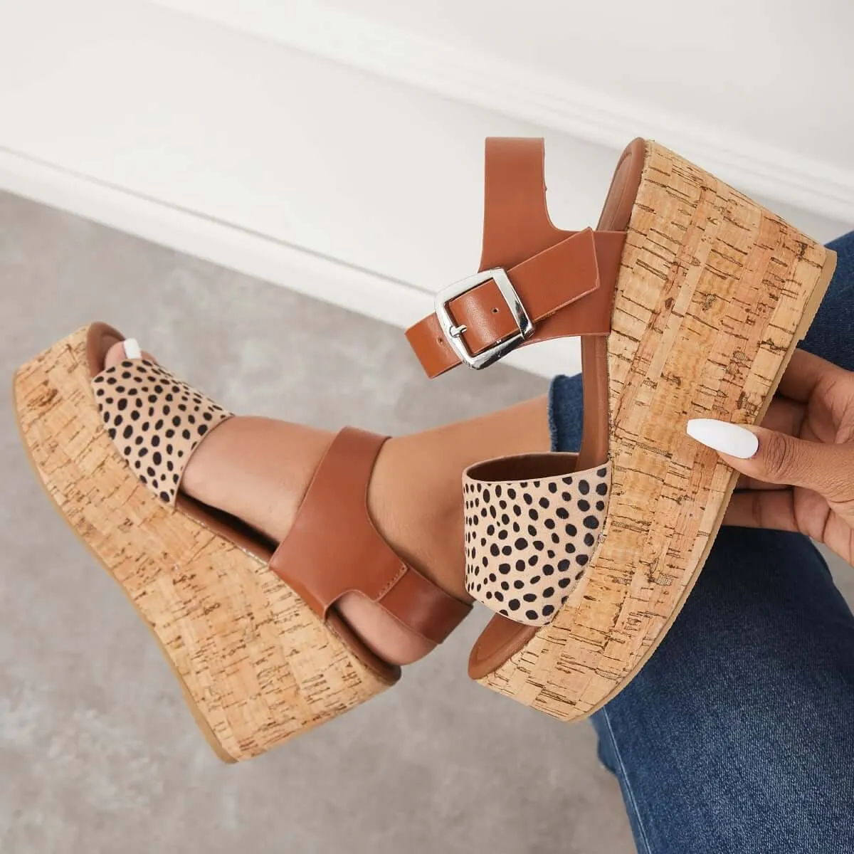 Open Toe Platform Cork Heels Wedge Ankle Buckle Strap Sandals sold by Tinstree product image thumbnail 4