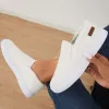 Casual White Slip-On Loafers Low Top Platform Canvas Shoes sold by Tinstree