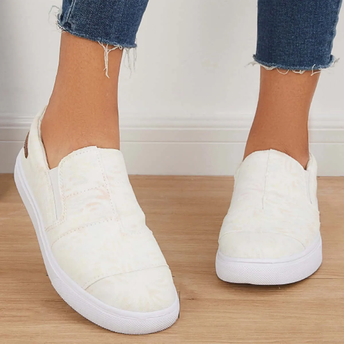 Casual White Slip-On Loafers Low Top Platform Canvas Shoes sold by Tinstree product image thumbnail 2