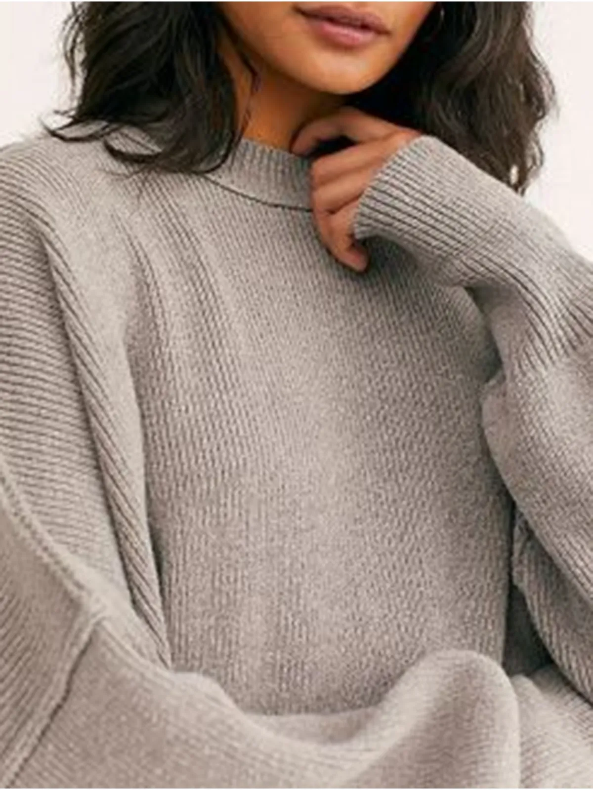 Womens Winter Sweaters Long Sleeve Ribbed Knit Crewneck Side Slit Pullover sold by Tinstree product image thumbnail 5