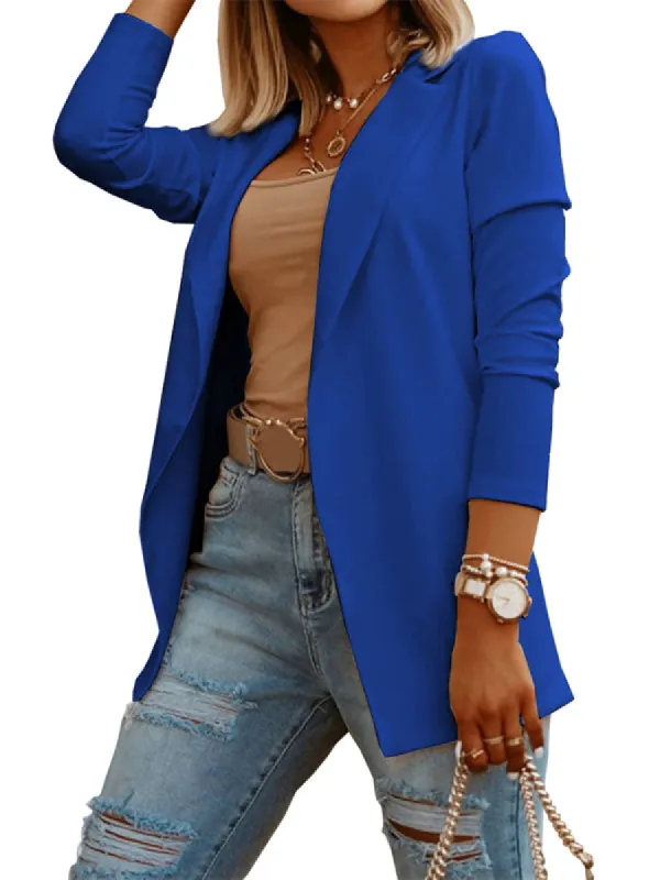 Women Slim Casual Blazers Open Front Long Sleeve Lapel Collar Work Office Jacket sold by Tinstree