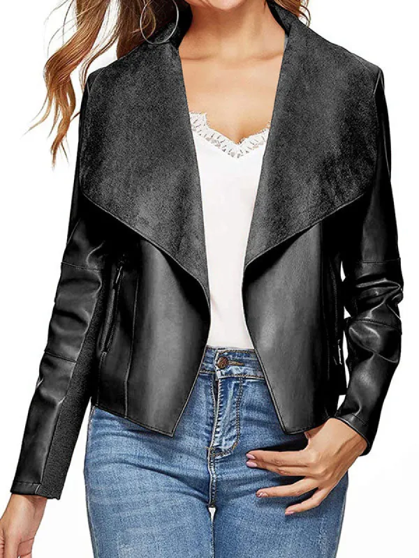 Women's Faux Leather Classic Lapel Motorcycle Jacket Coats sold by Tinstree