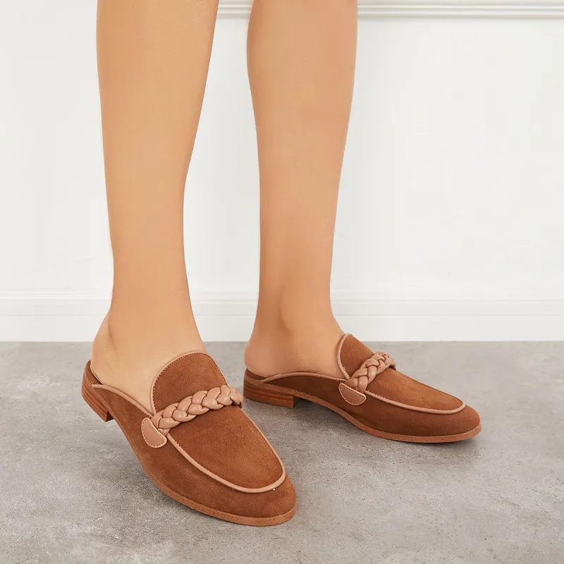 Braided Straps Flat Loafers Slip on Backless Mules sold by Tinstree