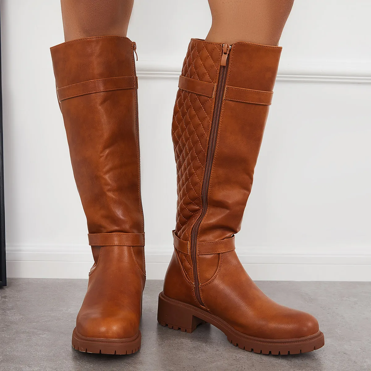 Women Lug Sole Knee High Boots Chunky Block Heel Riding Boots sold by Tinstree product image thumbnail 3