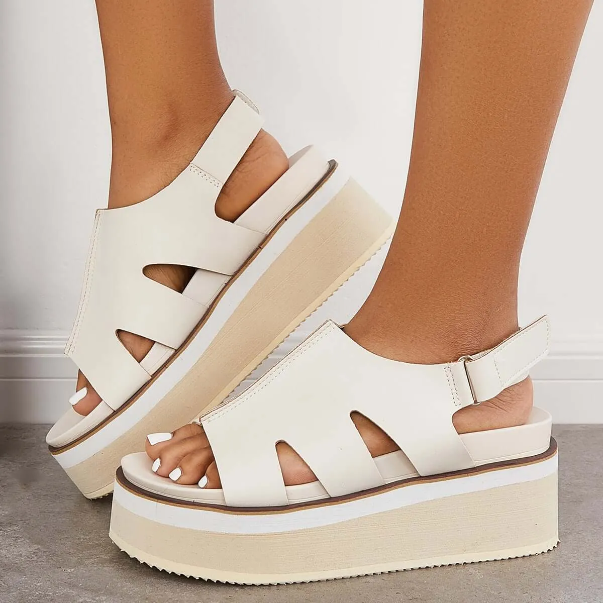 Open Toe Soft Platform Wedges Buckle Ankle Strap Sandals sold by Tinstree