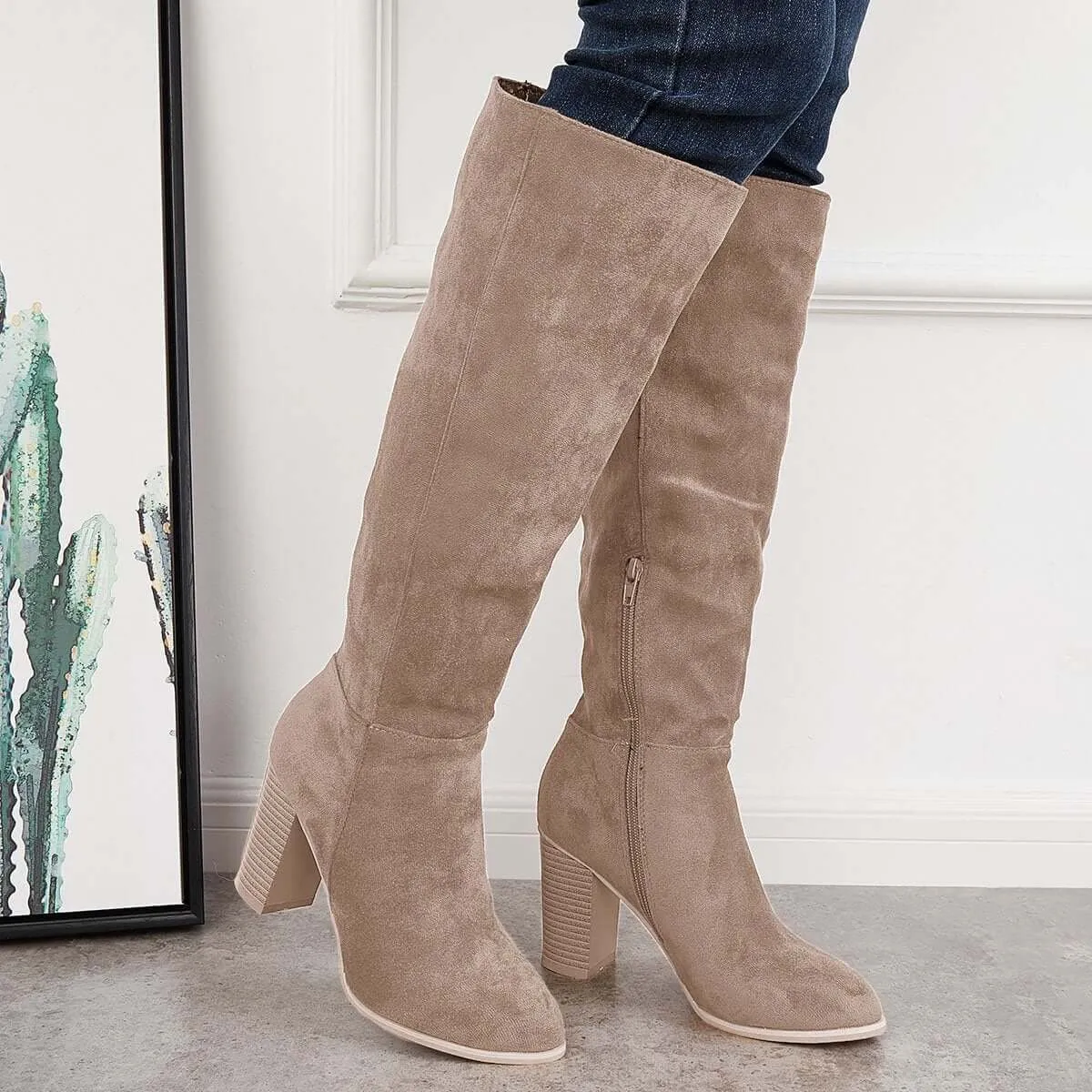 Western Cowgirl Knee High Boots Chunky Block Heel Riding Boots sold by Tinstree product image thumbnail 2