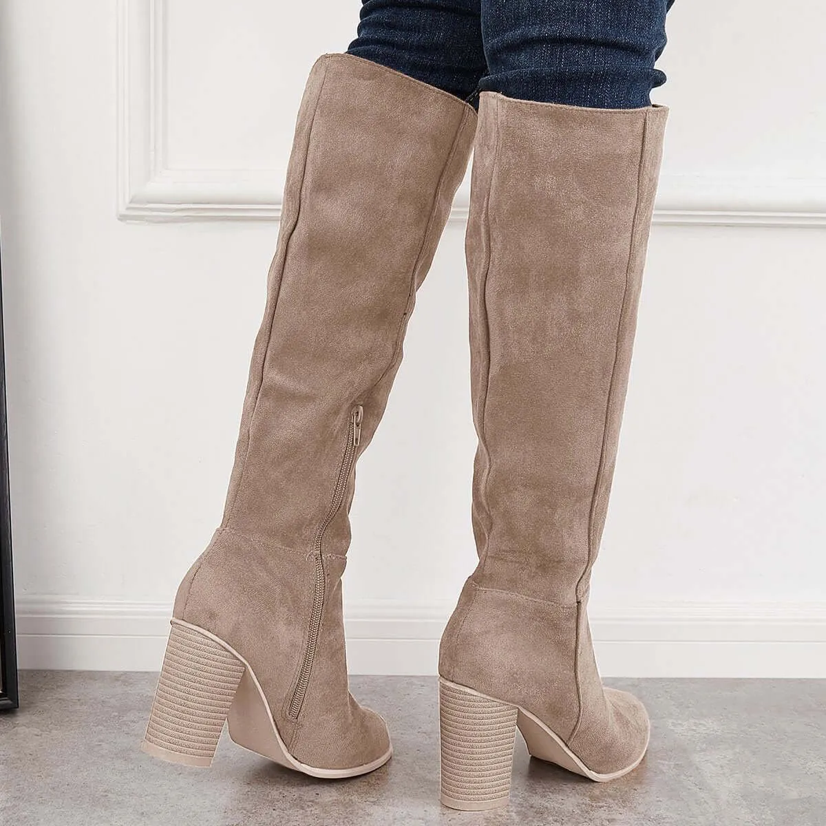 Western Cowgirl Knee High Boots Chunky Block Heel Riding Boots sold by Tinstree product image thumbnail 3