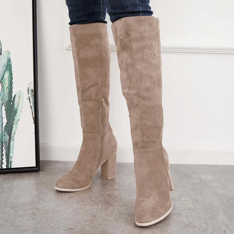 Western Cowgirl Knee High Boots Chunky Block Heel Riding Boots sold by Tinstree