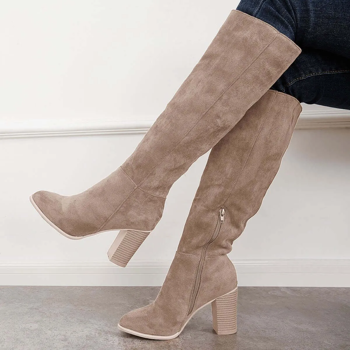 Western Cowgirl Knee High Boots Chunky Block Heel Riding Boots sold by Tinstree product image thumbnail 4