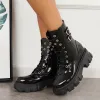 Platform Chunky Sole Ankle Booties Lace Up Front Combat Boots sold by Tinstree