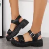 Open Toe Chunky Lug Sole Platform Heel Ankle Strap Sandals sold by Tinstree