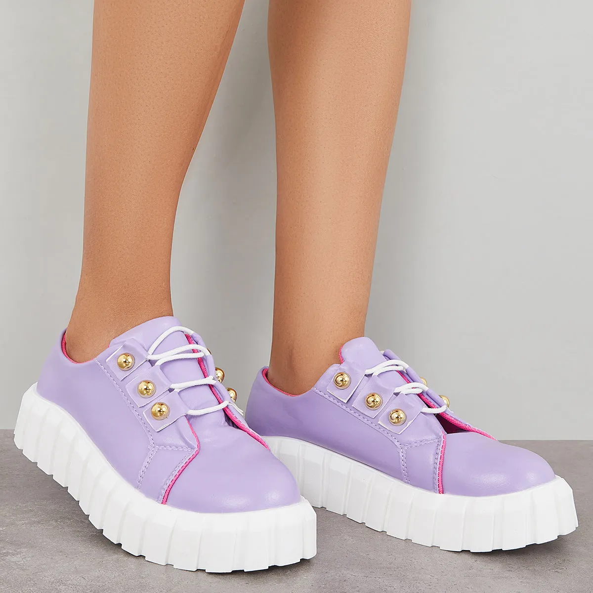 Lace Up Sneakers Platform Lug Sole Heel Walking Shoes sold by Tinstree product image thumbnail 5