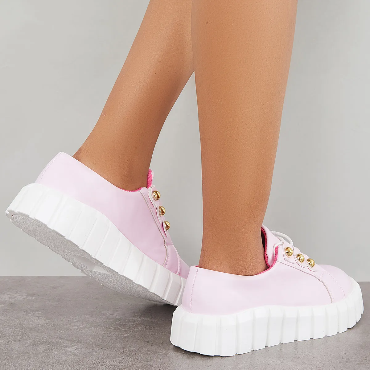 Lace Up Sneakers Platform Lug Sole Heel Walking Shoes sold by Tinstree product image thumbnail 4