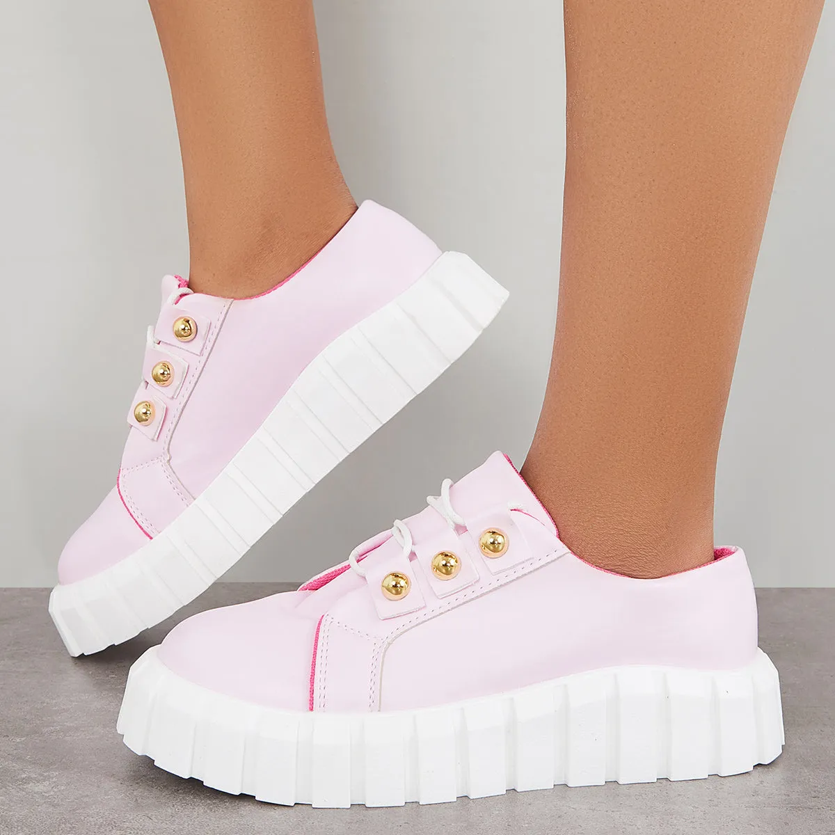 Lace Up Sneakers Platform Lug Sole Heel Walking Shoes sold by Tinstree product image thumbnail 2