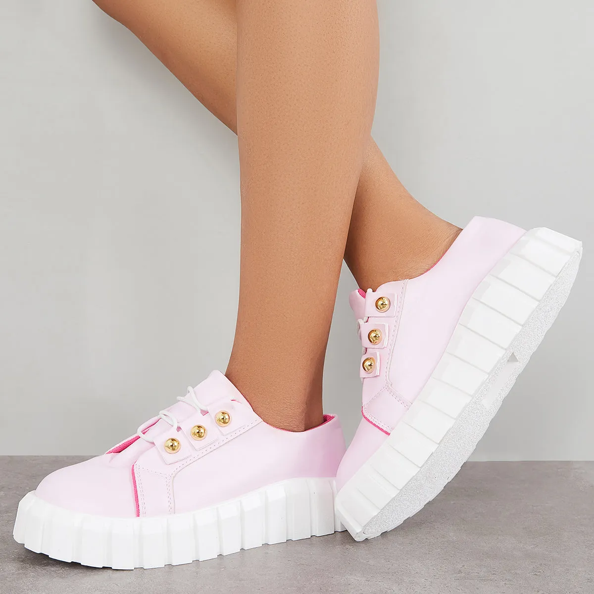 Lace Up Sneakers Platform Lug Sole Heel Walking Shoes sold by Tinstree product image thumbnail 3